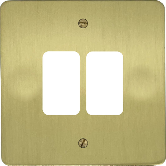 Flat Satin Brass 2 Gang Grid Plate