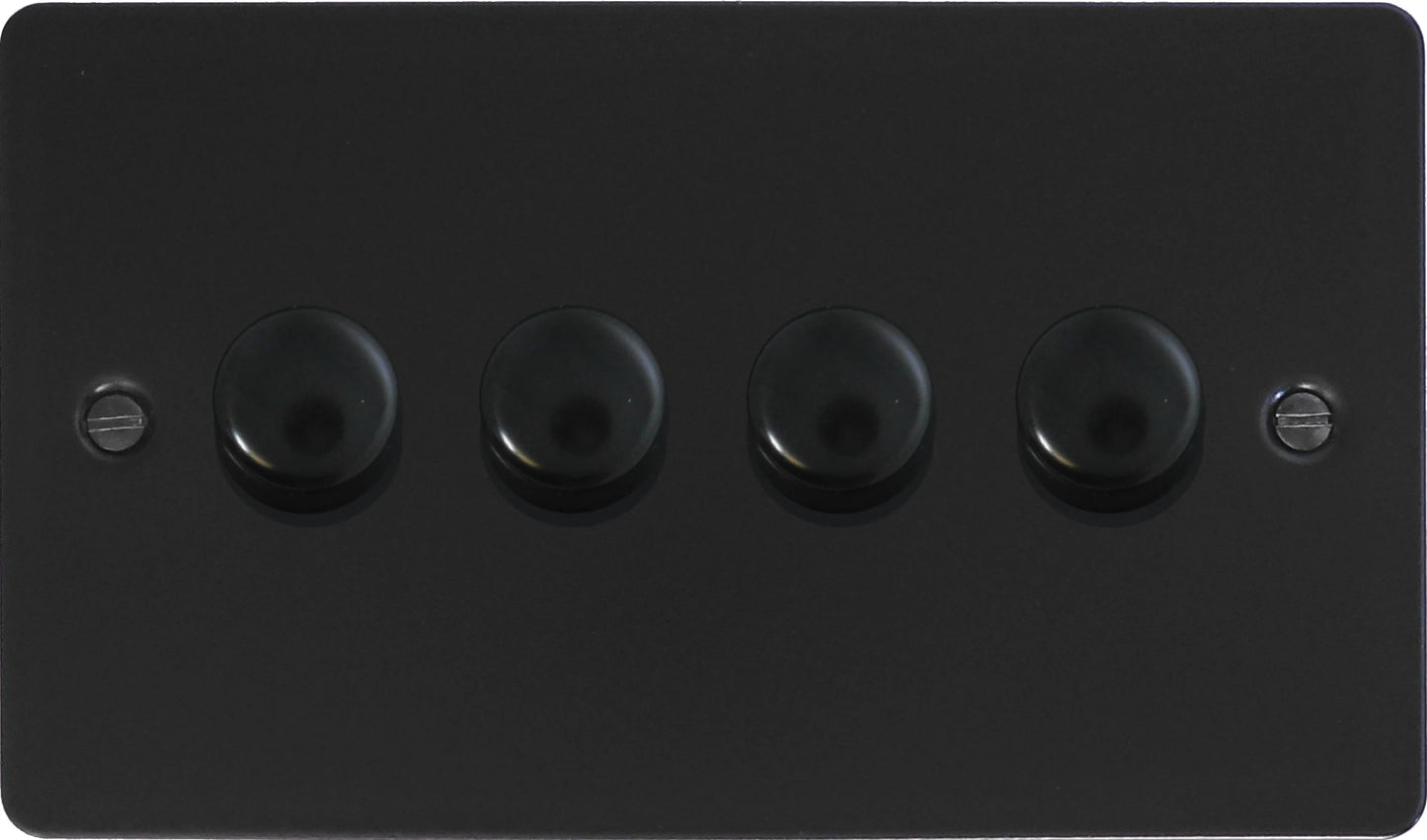 Flat Black 4 Gang LED Dimmer (Black Caps)