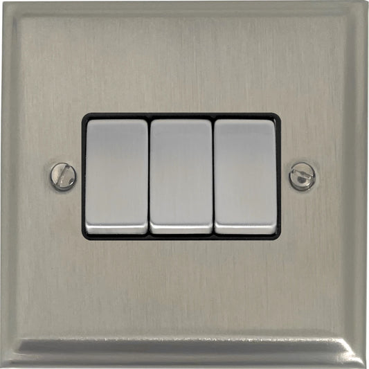 Deco Satin Nickel 3 Gang Switch