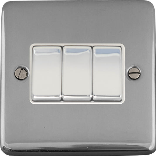 Contour Polished Chrome 3 Gang 2 Way Switch