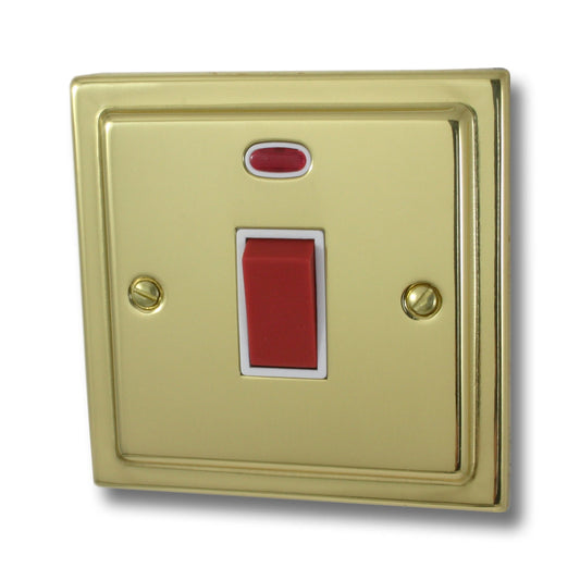 Victorian Polished Brass 45 Amp Dp Switch & Neon