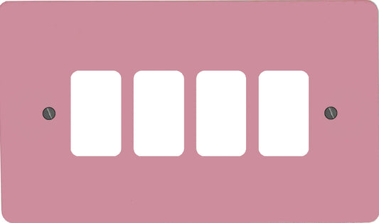 Flat Gloss Pink 4 Gang Grid Plate