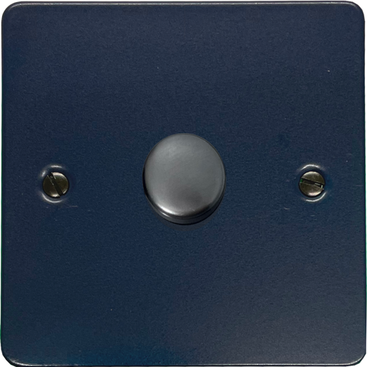 Flat Blue 1 Gang LED Dimmer (Black Cap)
