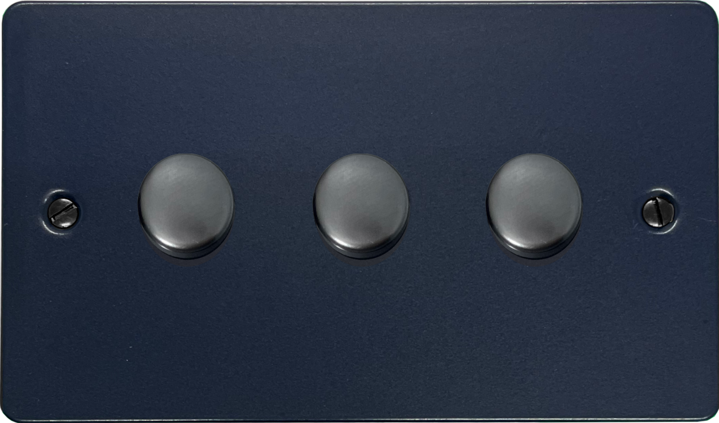 Flat Blue 3 Gang LED Dimmer ( Black Caps)