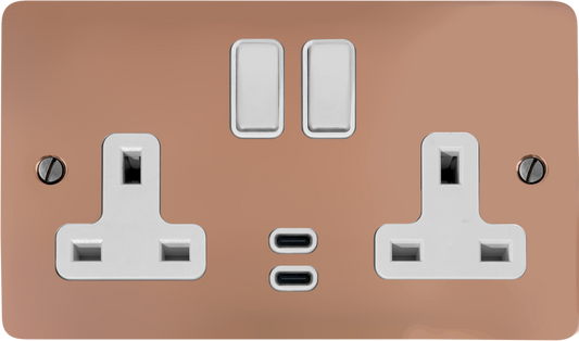 Flat Bright Copper 2 Gang USBC Socket