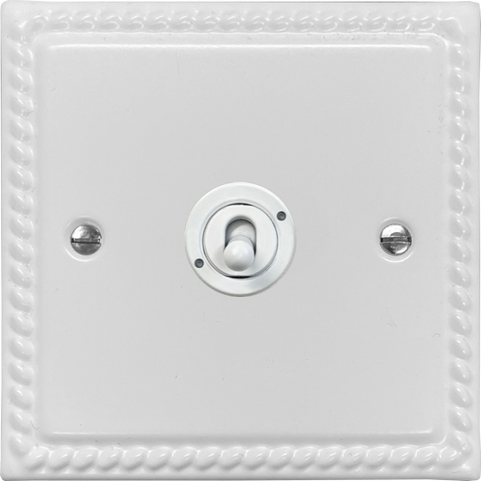 Georgian Flat White 1 Gang Intermediate Toggle (White Toggle)