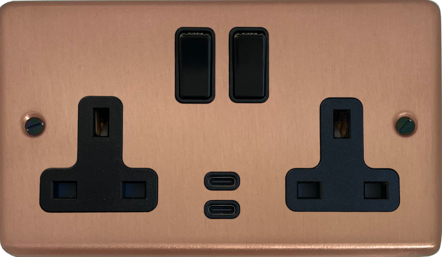 Contour  Rose Gold  2 Gang Socket with USBC