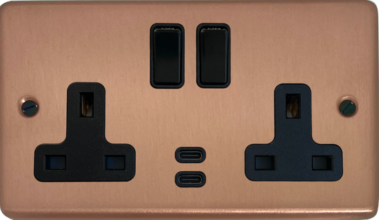 Contour  Rose Gold  2 Gang Socket with USBC