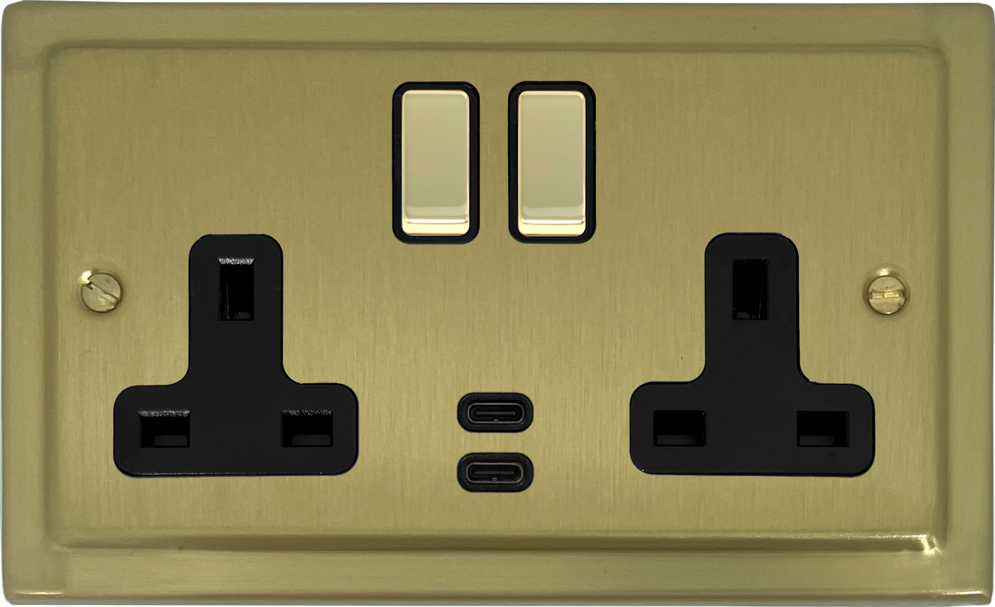 Victorian Satin Brass 2 Gang Socket C/W USBC Ports